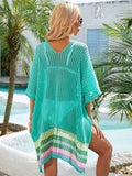 Slit Openwork V-Neck Half Sleeve Cover-Up - Trendsi - Flyclothing LLC
