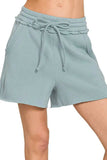 Zenana Fleece Raw Hem Shorts With Draw String - Trendsi - Flyclothing LLC