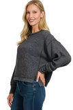 Zenana Brushed Melange Hacci Oversized Pullover - Trendsi - Flyclothing LLC