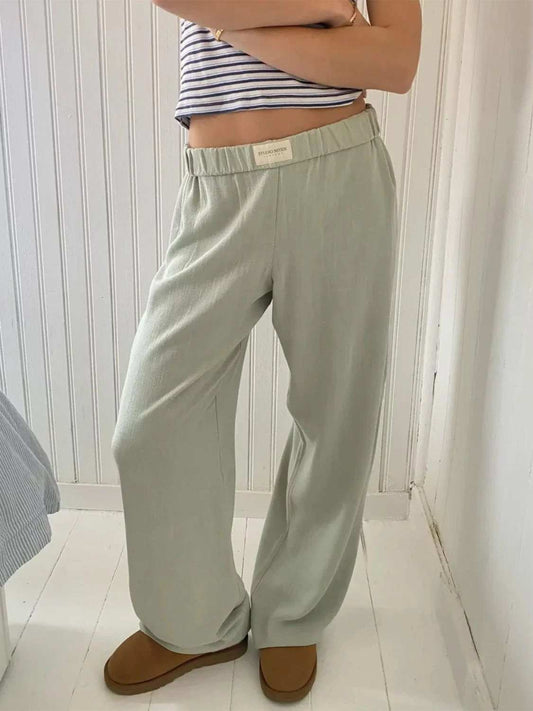 Elastic Waist Wide Leg Pants - Trendsi - Flyclothing LLC