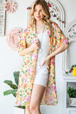 Heimish Full Size Half Sleeve Multi Color Floral Open Cardigan Plus Size - Trendsi - Flyclothing LLC