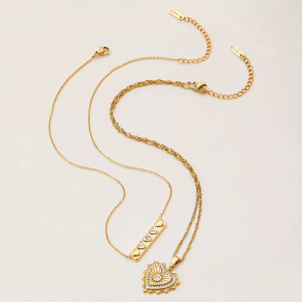 18K Gold-Plated Zircon Pendant Necklace - Trendsi - Flyclothing LLC