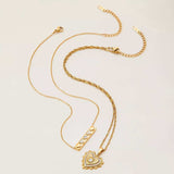 18K Gold-Plated Zircon Pendant Necklace - Trendsi - Flyclothing LLC