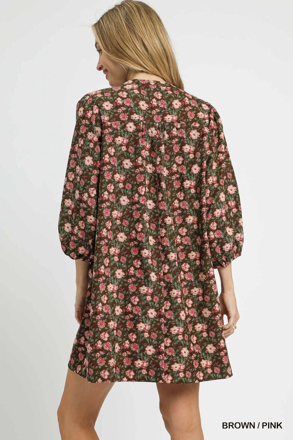 Umgee Floral Tie-Neck Babydoll Dress - Trendsi - Flyclothing LLC