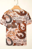 Western Horseshoe Printed Mesh Short Sleeve T Shirt - Trendsi - Flyclothing LLC