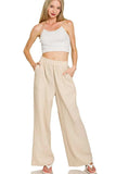 Zenana Double Gauze Elastic Band Pants - Trendsi - Flyclothing LLC