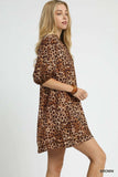 Umgee Full Size Leopard Print Mini Dress with Contrast Trim Plus Size - Trendsi - Flyclothing LLC
