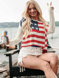 US Flag Boat Neck Long Sleeve Knit Top - Trendsi - Flyclothing LLC