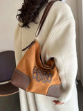 Suede Patch Adjustable Strap Tote Bag - Trendsi - Flyclothing LLC