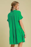 Umgee Full Size Raw Hem Folded Sleeve Tiered Dress Plus Size - Trendsi - Flyclothing LLC