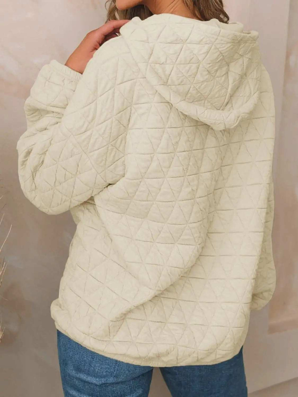 Textured Long Sleeve Hoodie with Pockets - Trendsi - Flyclothing LLC