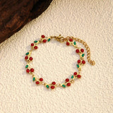 18K Gold-Plated Cherry Charm Bracelet - Trendsi - Flyclothing LLC