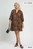 Umgee Full Size Leopard Print Mini Dress with Contrast Trim Plus Size - Trendsi - Flyclothing LLC