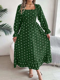 Polka Dot Flounce Sleeve Midi Dress - Trendsi - Flyclothing LLC