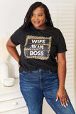 Simply Love WIFE MOM BOSS Leopard Graphic T-Shirt - Trendsi - Flyclothing LLC