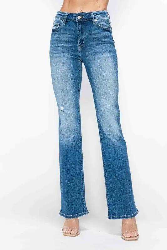 bytos Full Size Distressed High Rise Jeans with Pockets - Trendsi - Flyclothing LLC