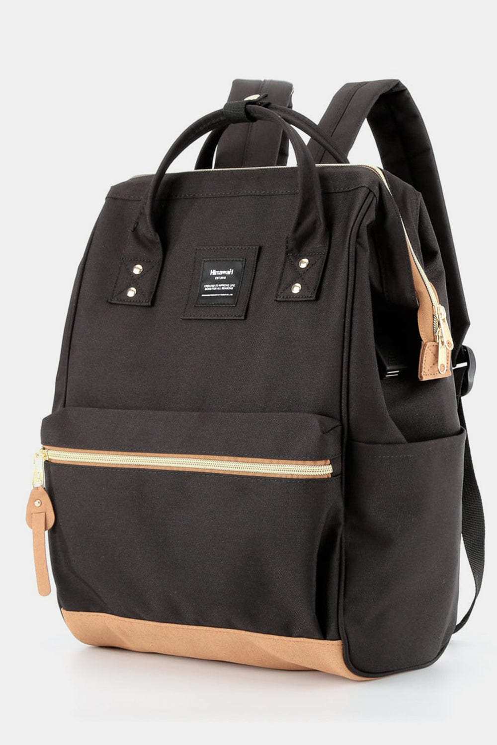 Himawari Contrast Waterproof Canvas Backpack Bag with Side Pockets - Trendsi - Flyclothing LLC