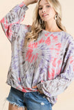 BiBi Tie Dye Print Terry Pull Over - Trendsi - Flyclothing LLC