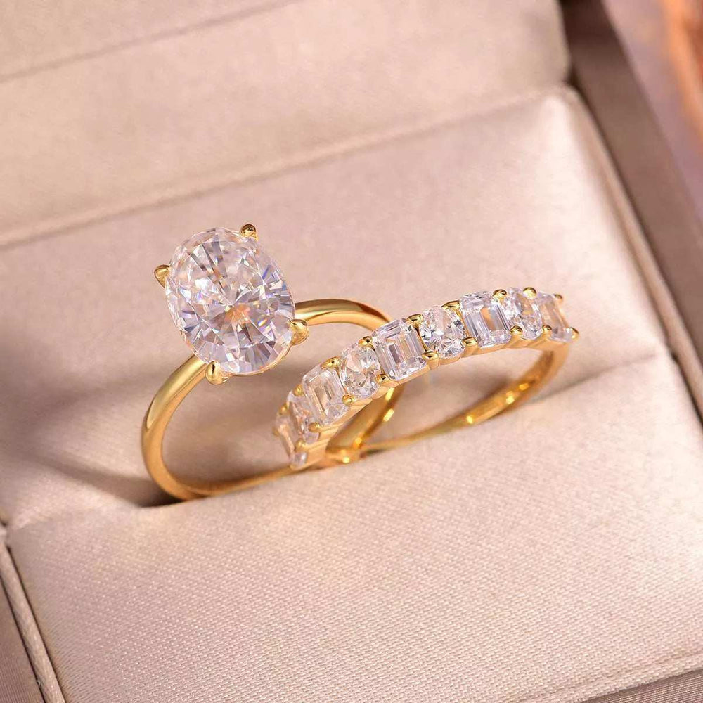 4.5 Carat Moissanite 925 Sterling Silver 2 Piece Ring - Trendsi - Flyclothing LLC