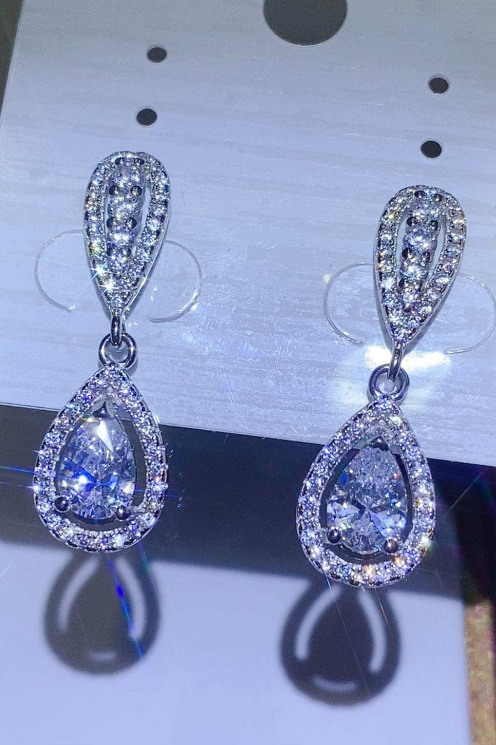 2 Carat Moissanite 925 Sterling Silver Teardrop Earrings - Trendsi - Flyclothing LLC