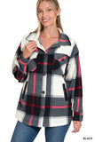 Zenana Oversized Plaid Fleece Shacket - Trendsi - Flyclothing LLC