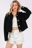 bytos Button Down Cropped Denim Jacket with Patch Pockets - Trendsi - Flyclothing LLC
