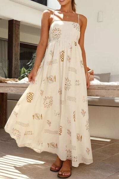 Printed Square Neck Maxi Cami Dress - Trendsi - Flyclothing LLC