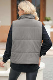 Pocketed Zip Up Turtleneck Vest Coat - Trendsi - Flyclothing LLC