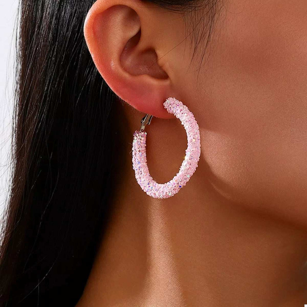 Sparkling Alloy Hoop Earrings - Trendsi - Flyclothing LLC