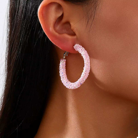 Sparkling Alloy Hoop Earrings - Trendsi - Flyclothing LLC