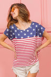BiBi Star Rpinted with Stripe Combo Top - Trendsi - Flyclothing LLC