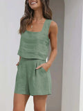 Square Neck Tank and Shorts Set - Trendsi - Flyclothing LLC