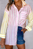 Striped Button Up Long Sleeve Shirt - Trendsi - Flyclothing LLC