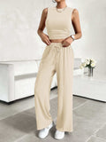 Mock Neck Sleeveless Top and Drawstring Pants Set - Trendsi - Flyclothing LLC