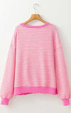 Striped Round Neck Long Sleeve Sweatshirt - Trendsi - Flyclothing LLC