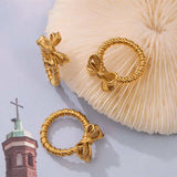 Twisted Titanium Steel Bow Ring - Trendsi - Flyclothing LLC