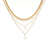 18K Gold-Plated Four-Layered Pearl Necklace - Trendsi - Flyclothing LLC