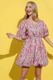 And The Why Full Size Floral Surplice Puff Sleeve Dress - Trendsi - Flyclothing LLC