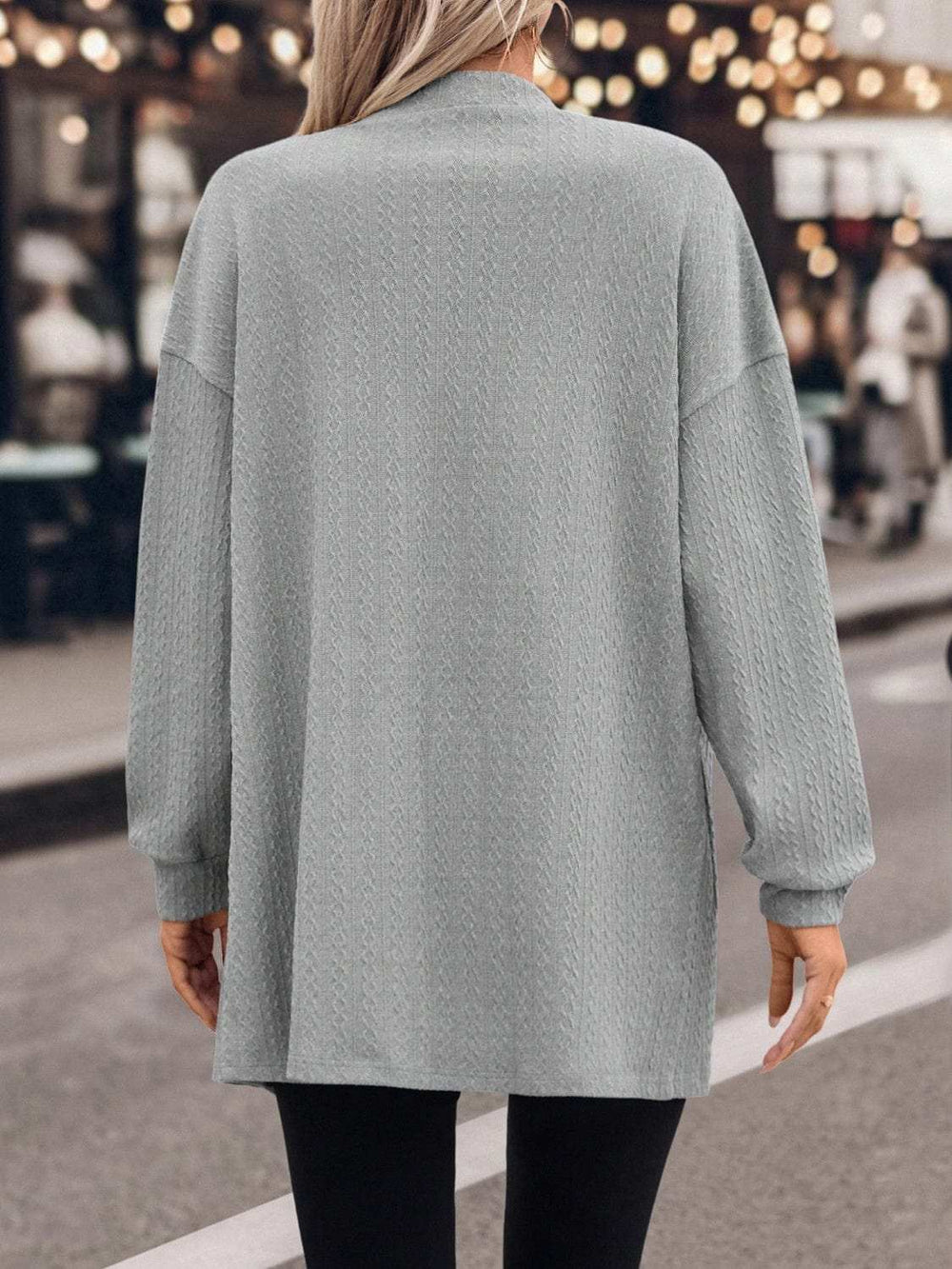 Textured Button Down V-Neck Long Sleeve Cardigan - Trendsi - Flyclothing LLC