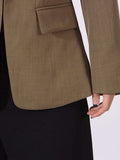 Contrast Lapel Collar Long Sleeve Blazer - Trendsi - Flyclothing LLC