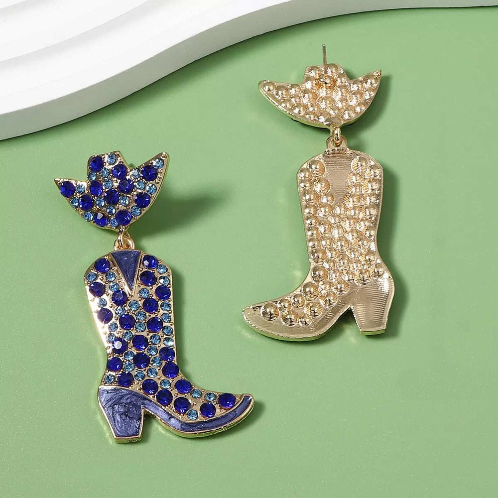 Rhinestone Cowboy Boot Dangle Earrings - Trendsi - Flyclothing LLC