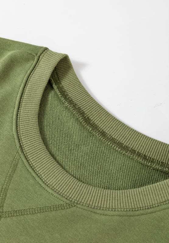 Solid Color Round Neck Long Sleeve Sweatshirt - Trendsi - Flyclothing LLC