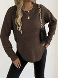 Textured Knit Relaxed Fit Round Neck Sweater - Trendsi - Flyclothing LLC