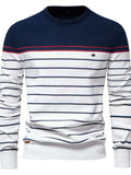Men's Striped Round Neck Long Sleeve Sweater - Trendsi - Flyclothing LLC