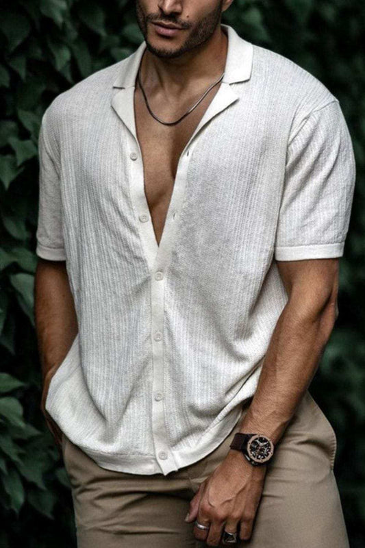 Men's Plus Size Button Up Short Sleeve Shirt - Trendsi - Flyclothing LLC