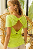 BiBi Burn Out Knit Top with Back Double Twist Detail - Trendsi - Flyclothing LLC