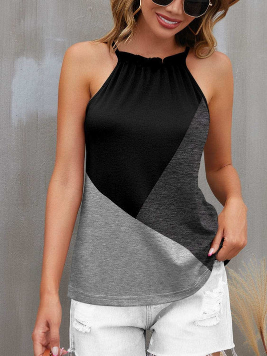 Color Block Grecian Neck Cami - Trendsi - Flyclothing LLC