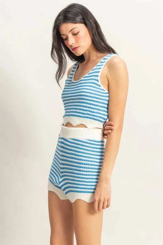 HYFVE Striped Cropped Tank and Shorts Set - Trendsi - Flyclothing LLC