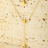 18K Gold-Plated Double Layered Geometric Necklace - Trendsi - Flyclothing LLC