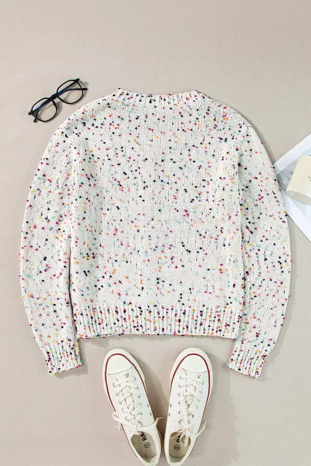 Confetti Button Up Long Sleeve Cardigan - Trendsi - Flyclothing LLC